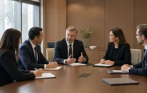 Fiduciary governance team meeting around a conference table